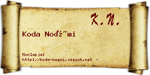 Koda Noémi névjegykártya